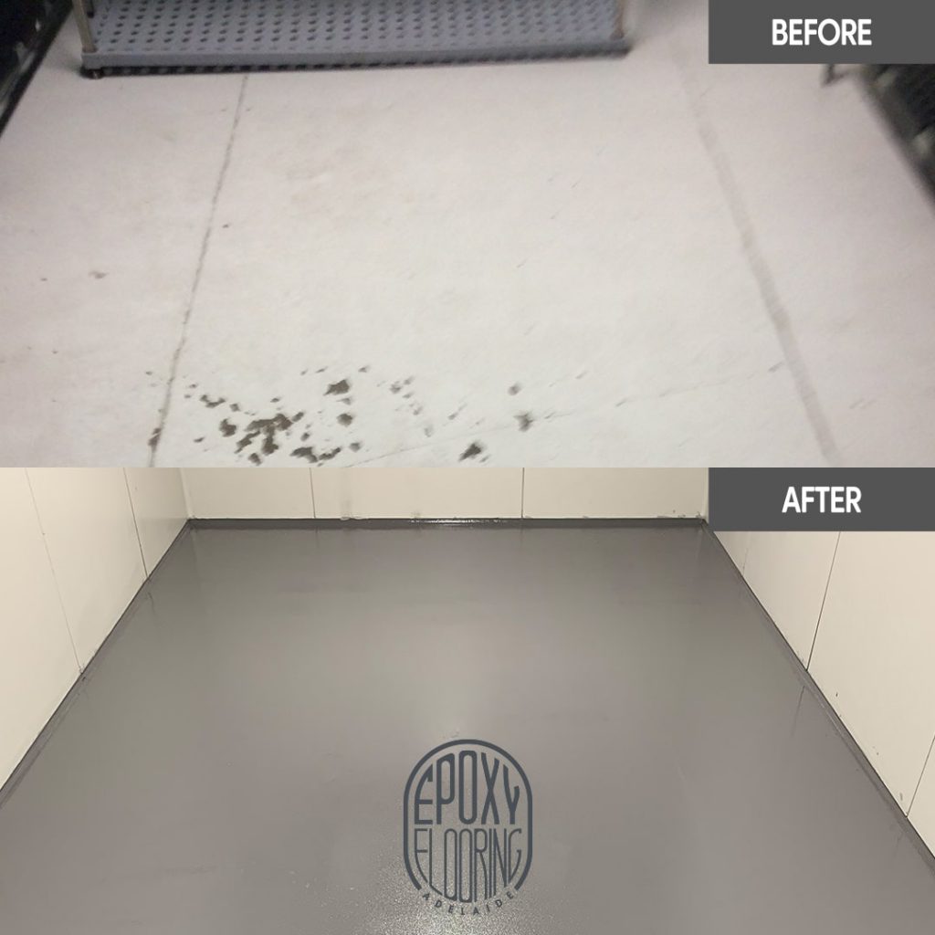Cool room epoxy flooring before and after